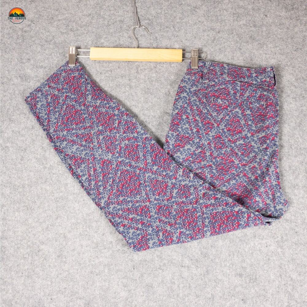 Cabi Skinny Ankle Pants Gray Flat Front Red Blue Floral Pockets Preppy Women's 8